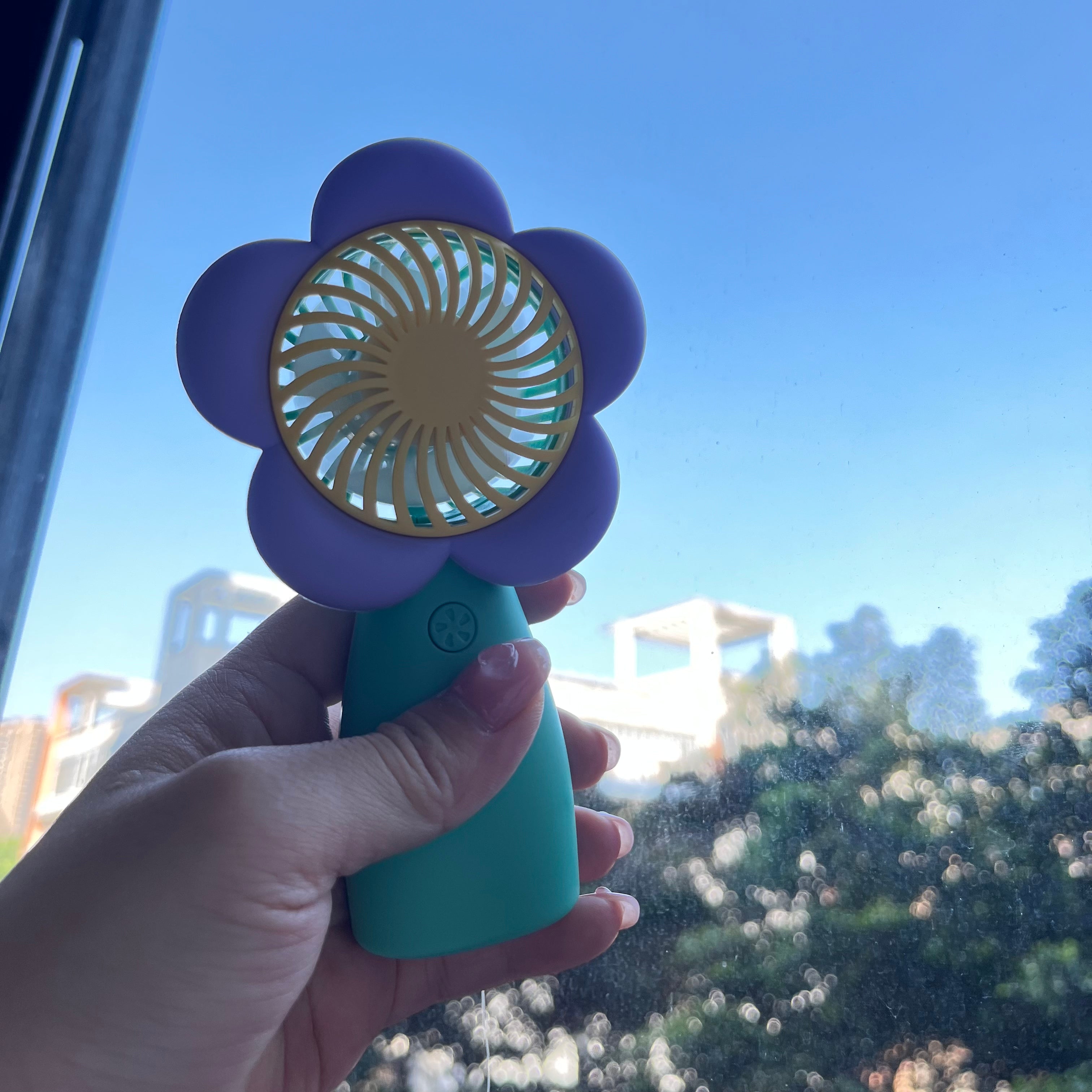 USB Rechargeable Flower Design Fan- Purple