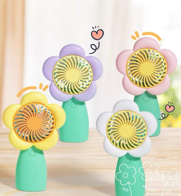 USB Rechargeable Flower Design Fan- White